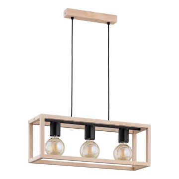 Ljuskrona med textilsladd PAKO 3xE27/15W/230V beige