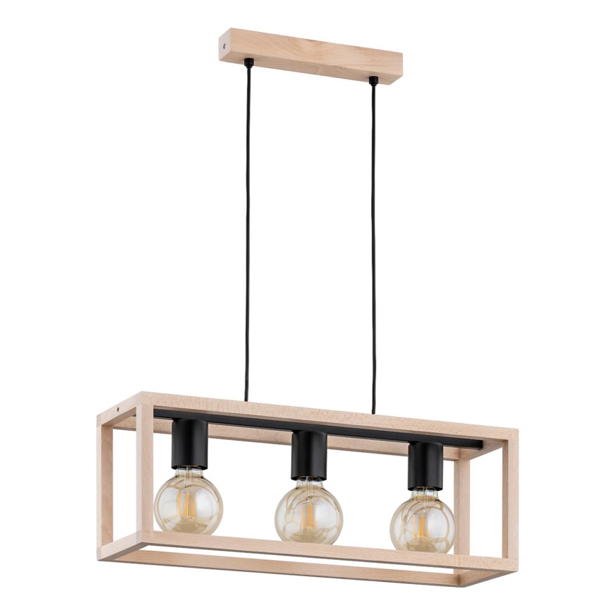 Ljuskrona med textilsladd PAKO 3xE27/15W/230V beige