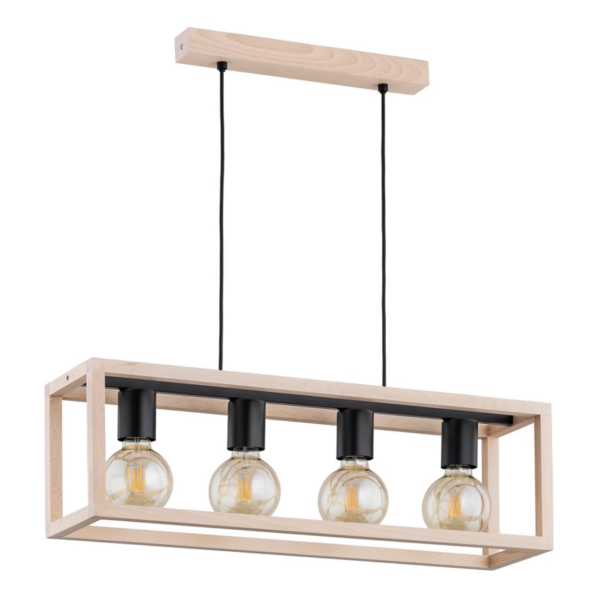 Ljuskrona med textilsladd PAKO 4xE27/15W/230V beige