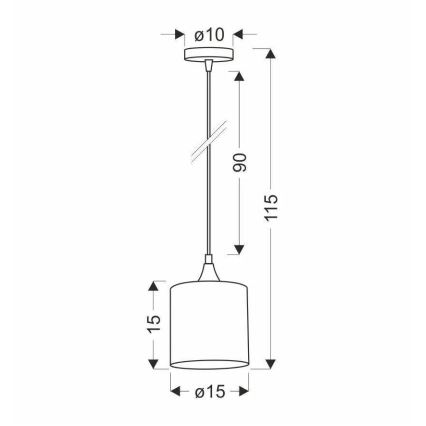Ljuskrona med textilsladd PATTI 1xE27/60W/230V diameter 15 cm grön