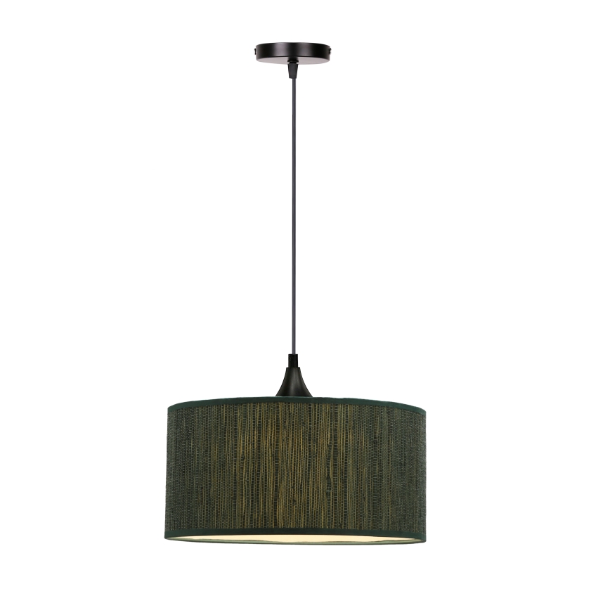 Ljuskrona med textilsladd PATTI 1xE27/60W/230V diameter 30 cm grön