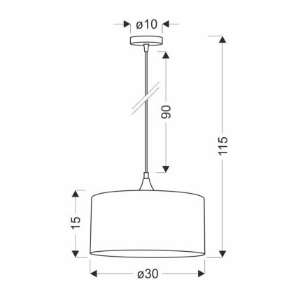 Ljuskrona med textilsladd PATTI 1xE27/60W/230V diameter 30 cm grön