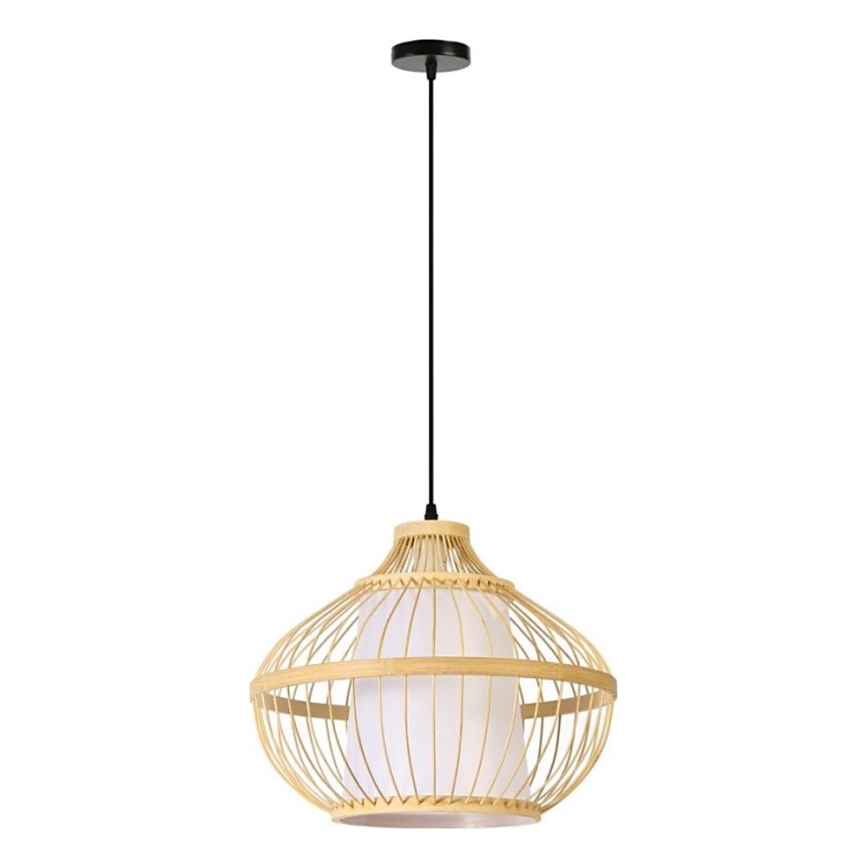 Ljuskrona med textilsladd PINCHOS 1xE27/40W/230V diameter 40 cm bambu