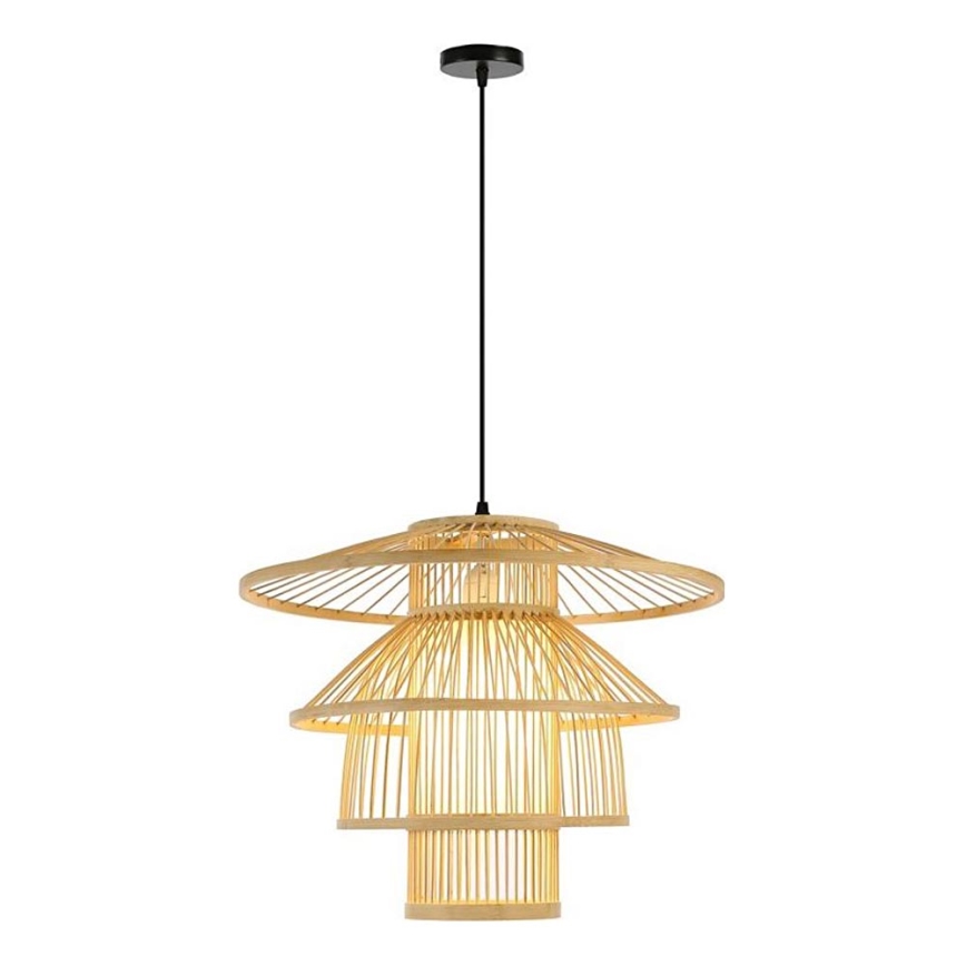 Ljuskrona med textilsladd PINCHOS 1xE27/40W/230V diameter 50 cm bambu