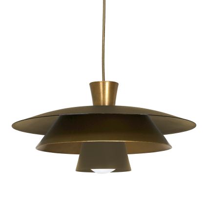 Ljuskrona med textilsladd PLATO 1xE27/15W/230V mässing/guld