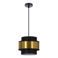 Ljuskrona med textilsladd PRESTIGE 1xE27/40W/230V guld/svart