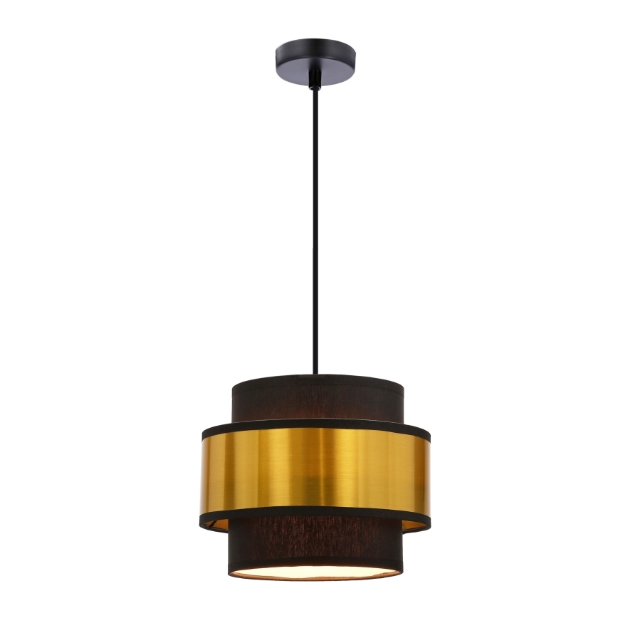 Ljuskrona med textilsladd PRESTIGE 1xE27/40W/230V guld/svart