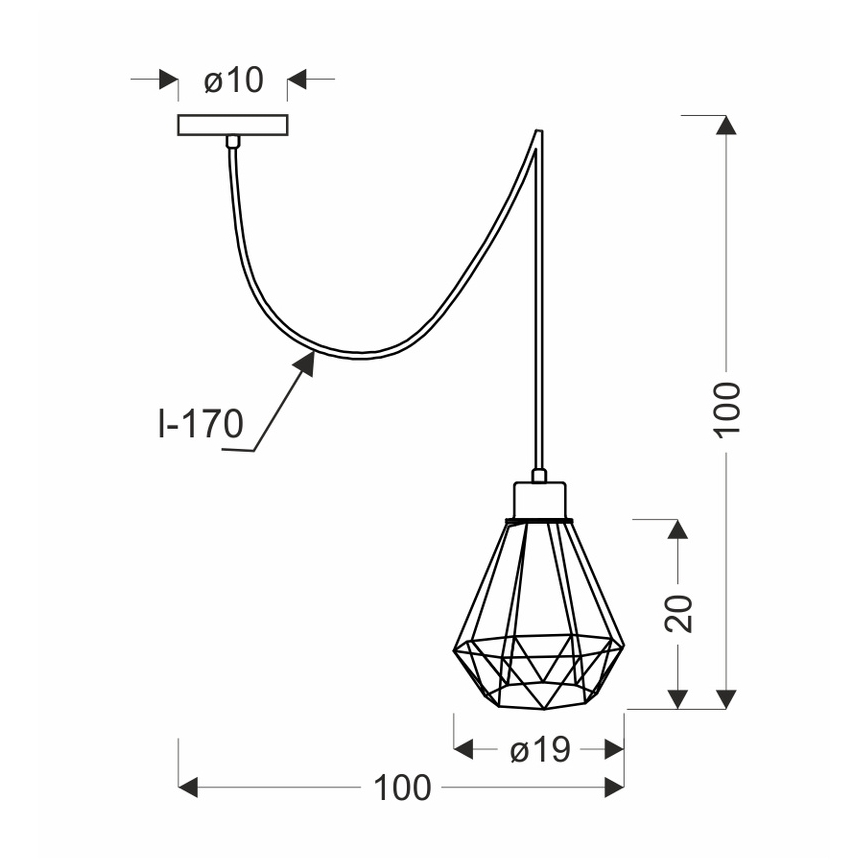 Ljuskrona med textilsladd PRIMO 1xE27/60W/230V spindel