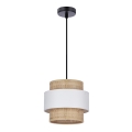 Ljuskrona med textilsladd RATTAN 1xE27/40W/230V vit/brun