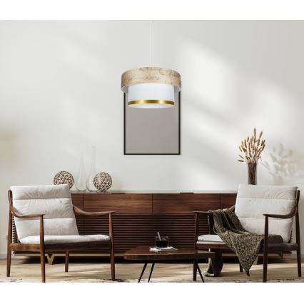 Ljuskrona med textilsladd RESSA 1xE27/60W/230V guld