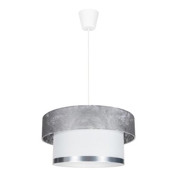 Ljuskrona med textilsladd RESSA 1xE27/60W/230V silver