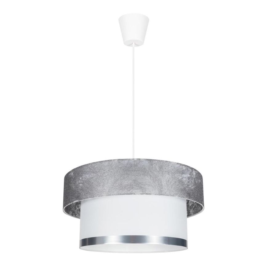Ljuskrona med textilsladd RESSA 1xE27/60W/230V silver