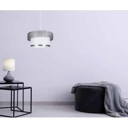 Ljuskrona med textilsladd RESSA 1xE27/60W/230V silver