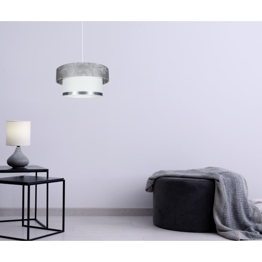 Ljuskrona med textilsladd RESSA 1xE27/60W/230V silver