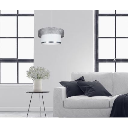 Ljuskrona med textilsladd RESSA 1xE27/60W/230V silver