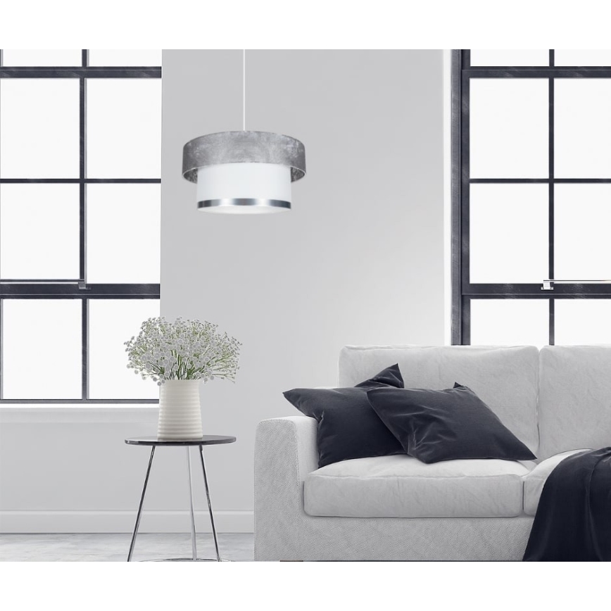 Ljuskrona med textilsladd RESSA 1xE27/60W/230V silver