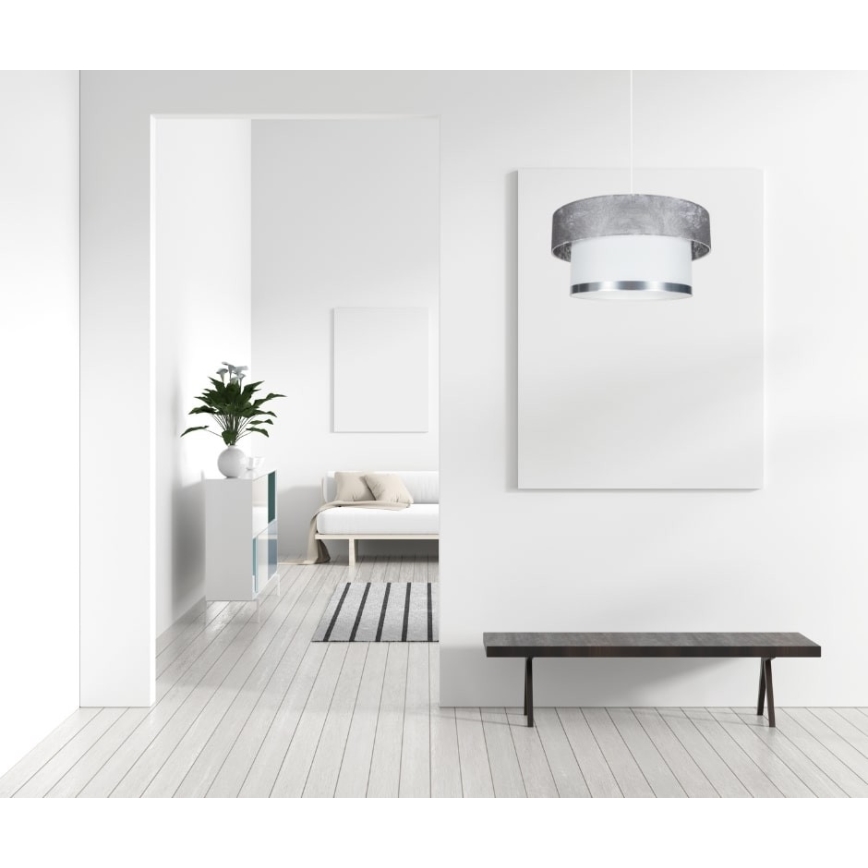 Ljuskrona med textilsladd RESSA 1xE27/60W/230V silver