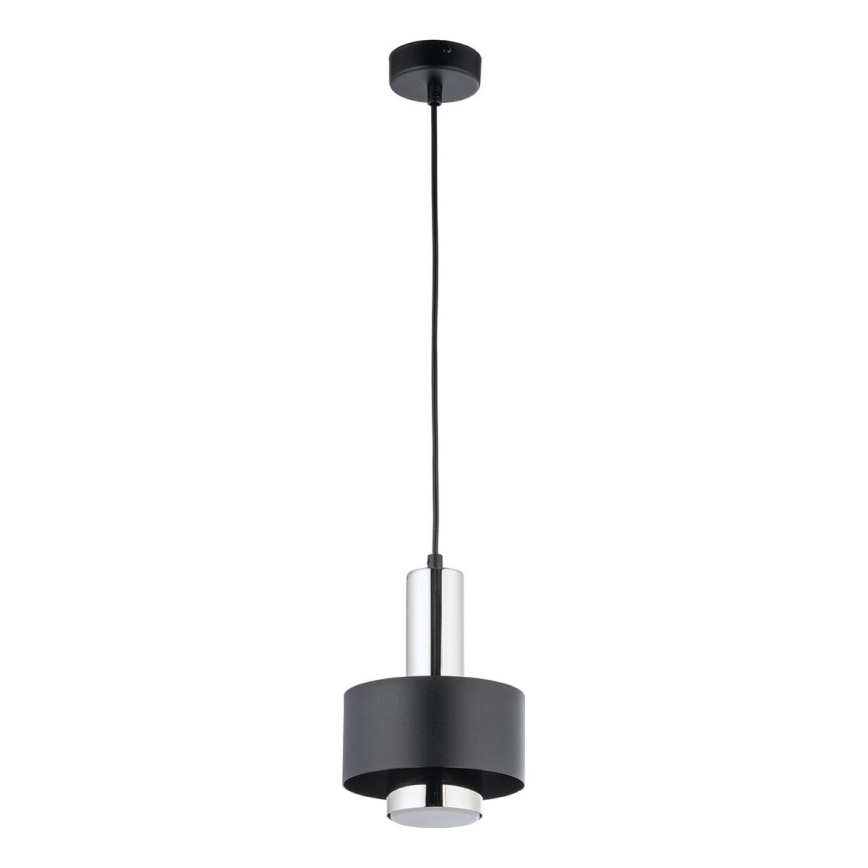 Ljuskrona med textilsladd RIF LUX 1xGX53/12W/230V diameter 15 cm svart/skinande krom