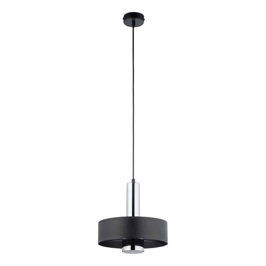 Ljuskrona med textilsladd RIF LUX 1xGX53/12W/230V diameter 25 cm svart/skinande krom
