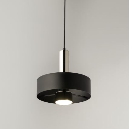 Ljuskrona med textilsladd RIF LUX 1xGX53/12W/230V diameter 25 cm svart/skinande krom