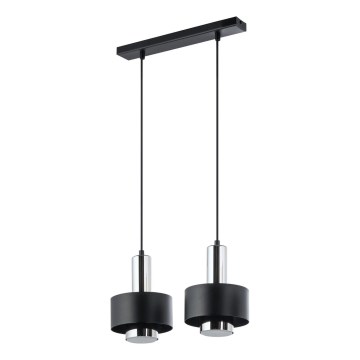 Ljuskrona med textilsladd RIF LUX 2xGX53/12W/230V svart/skinande krom