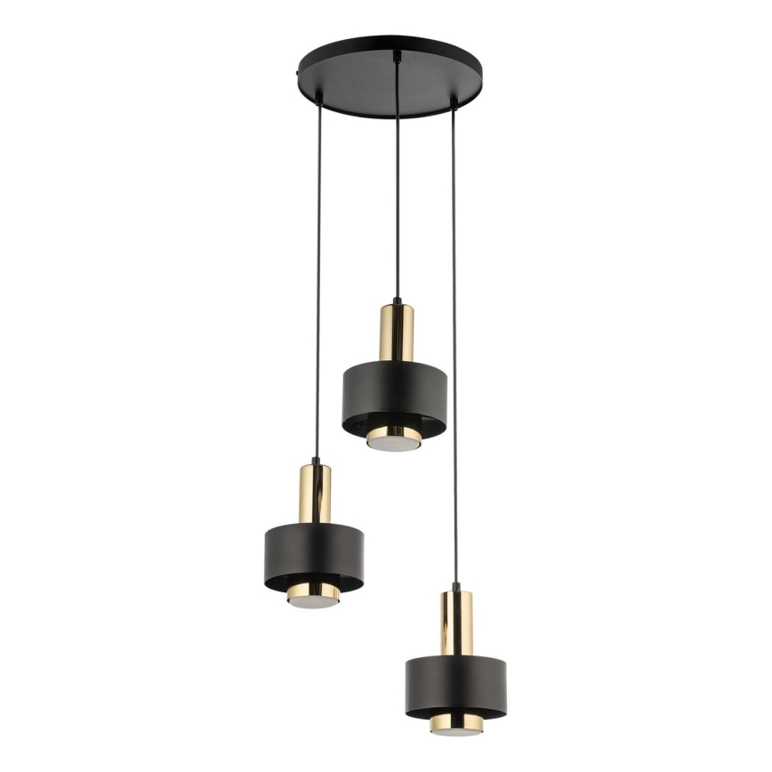 Ljuskrona med textilsladd RIF LUX 3xGX53/12W/230V diameter 38 cm svart/guld
