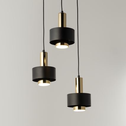 Ljuskrona med textilsladd RIF LUX 3xGX53/12W/230V diameter 38 cm svart/guld