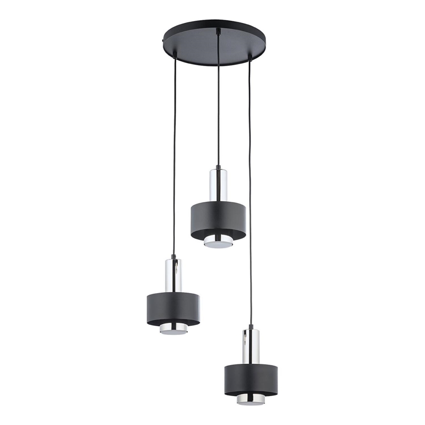 Ljuskrona med textilsladd RIF LUX 3xGX53/12W/230V diameter 38 cm svart/skinande krom