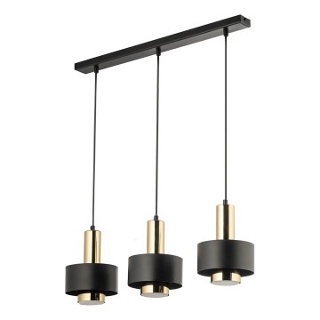 Ljuskrona med textilsladd RIF LUX 3xGX53/12W/230V svart/guld
