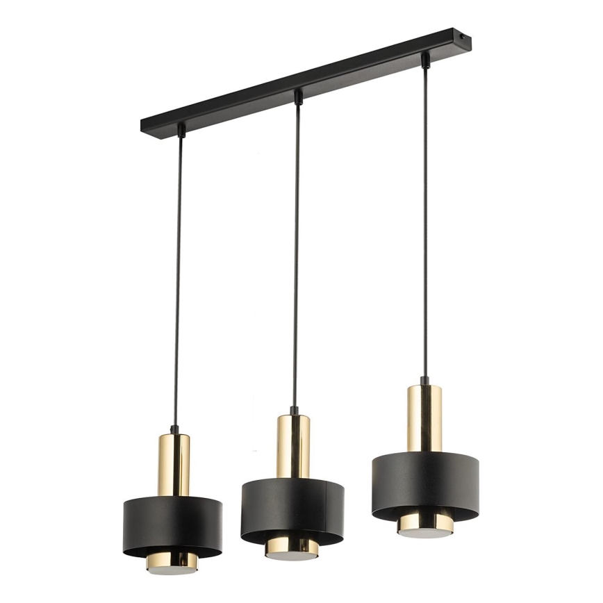 Ljuskrona med textilsladd RIF LUX 3xGX53/12W/230V svart/guld