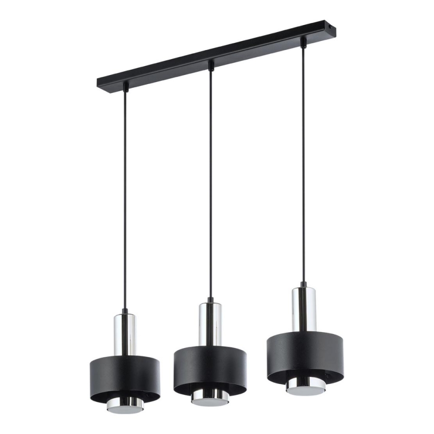 Ljuskrona med textilsladd RIF LUX 3xGX53/12W/230V svart/skinande krom