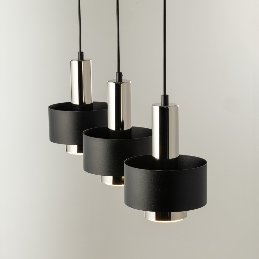 Ljuskrona med textilsladd RIF LUX 3xGX53/12W/230V svart/skinande krom