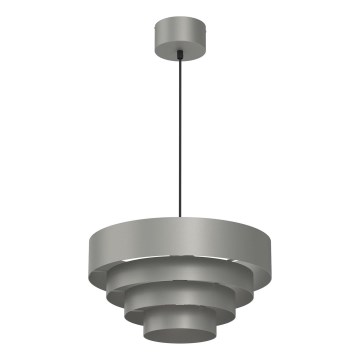 Ljuskrona med textilsladd RINGS 1xE27/15W/230V grå