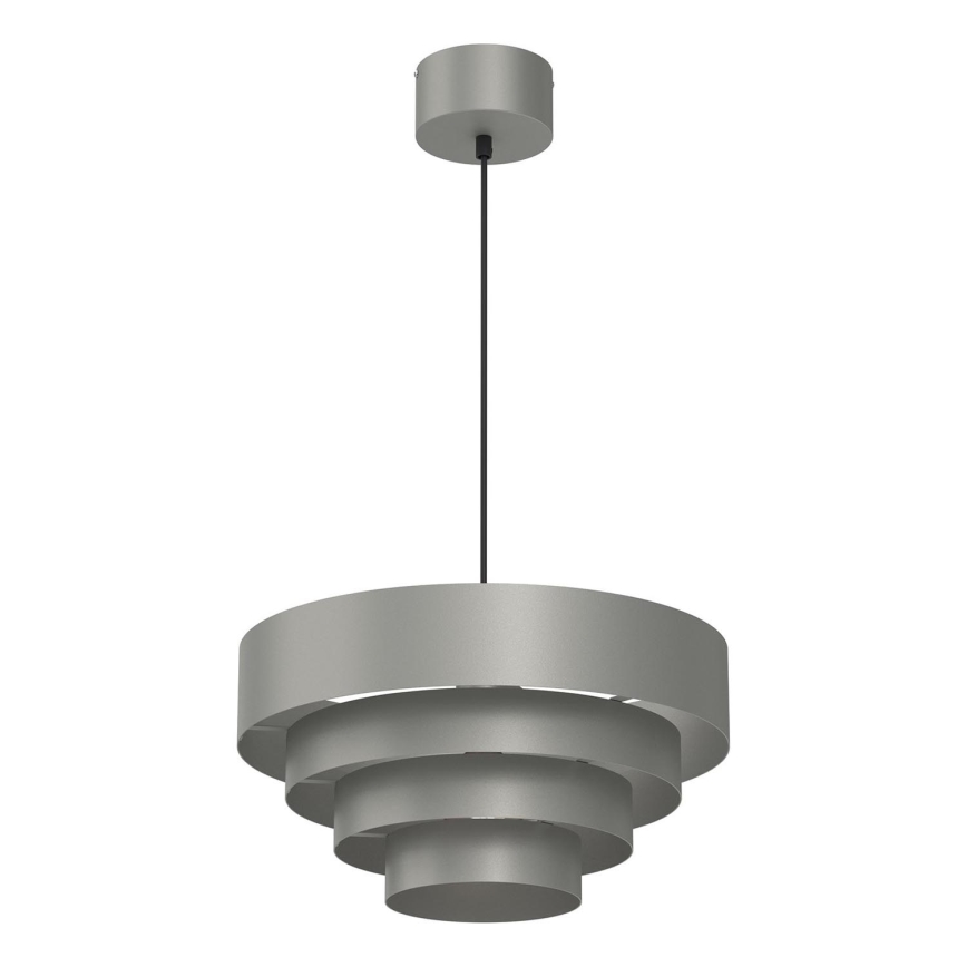 Ljuskrona med textilsladd RINGS 1xE27/15W/230V grå