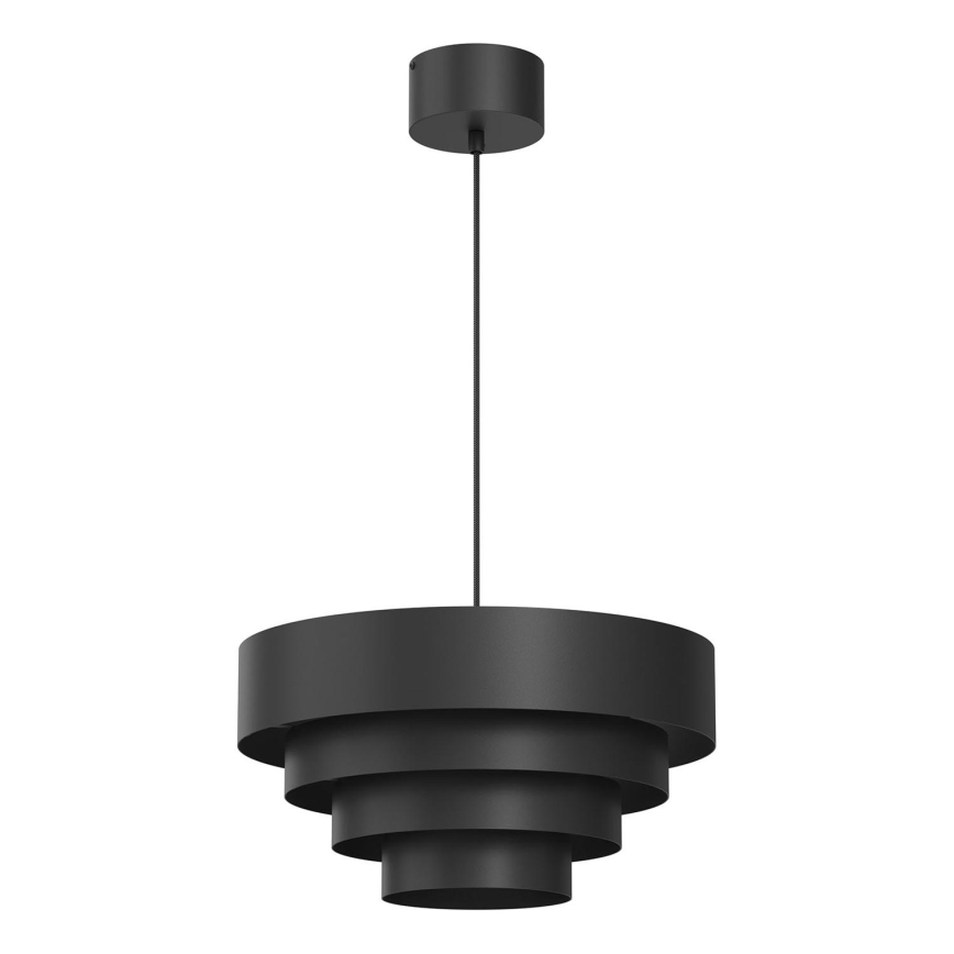 Ljuskrona med textilsladd RINGS 1xE27/15W/230V svart