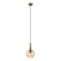 Ljuskrona med textilsladd ROLLO 1xE14/5W/230V guld/rökig beige