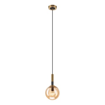Ljuskrona med textilsladd ROLLO 1xE14/5W/230V guld/rökig beige