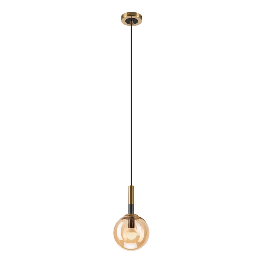 Ljuskrona med textilsladd ROLLO 1xE14/5W/230V guld/rökig beige