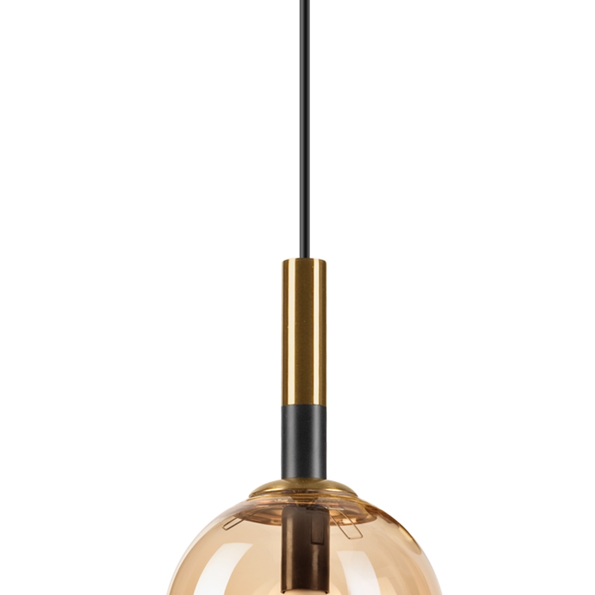 Ljuskrona med textilsladd ROLLO 1xE14/5W/230V guld/rökig beige