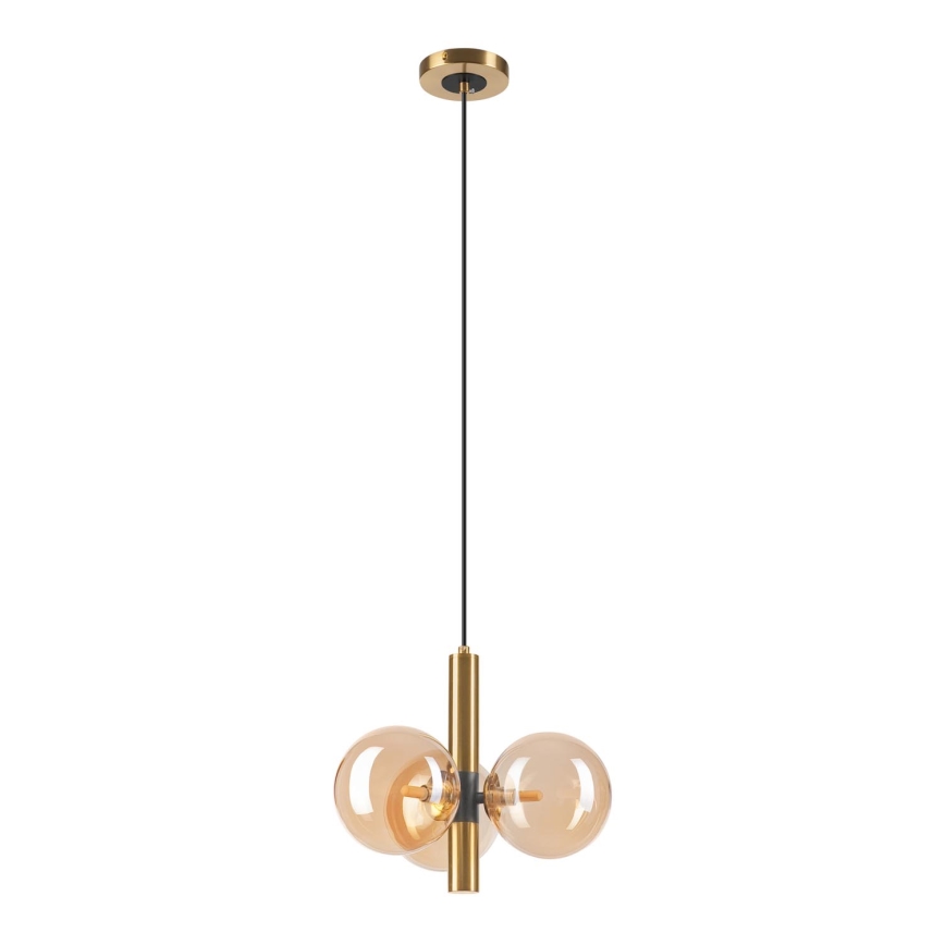 Ljuskrona med textilsladd ROLLO 3xG9/5W/230V guld/rökig beige