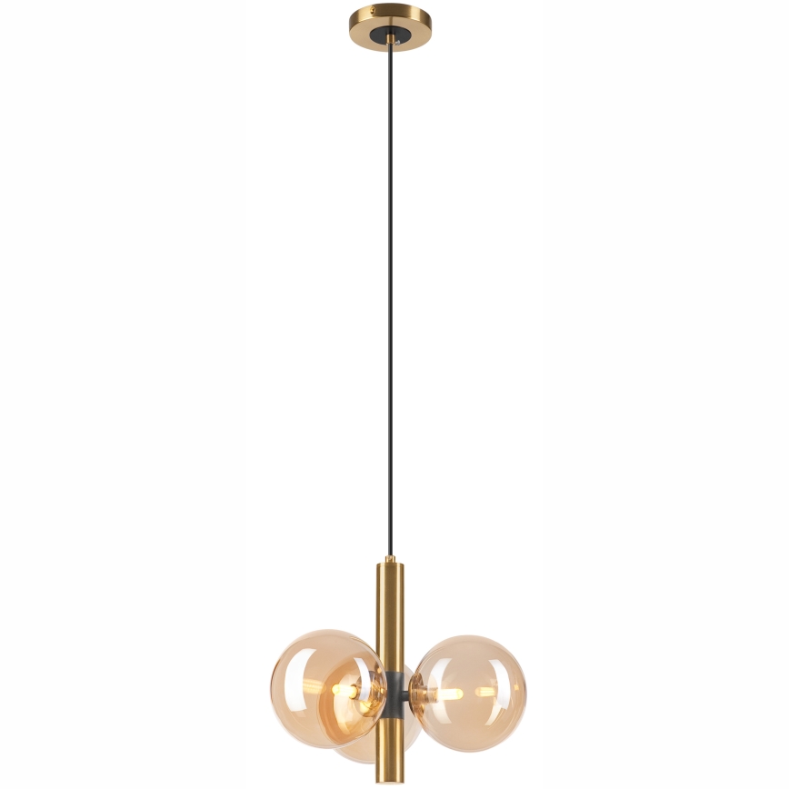Ljuskrona med textilsladd ROLLO 3xG9/5W/230V guld/rökig beige