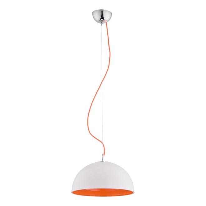 Ljuskrona med textilsladd RONNIE 1xE27/15W/230V vit/orange