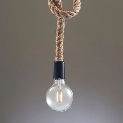 Ljuskrona med textilsladd ROPE 1xE27/12W/230V