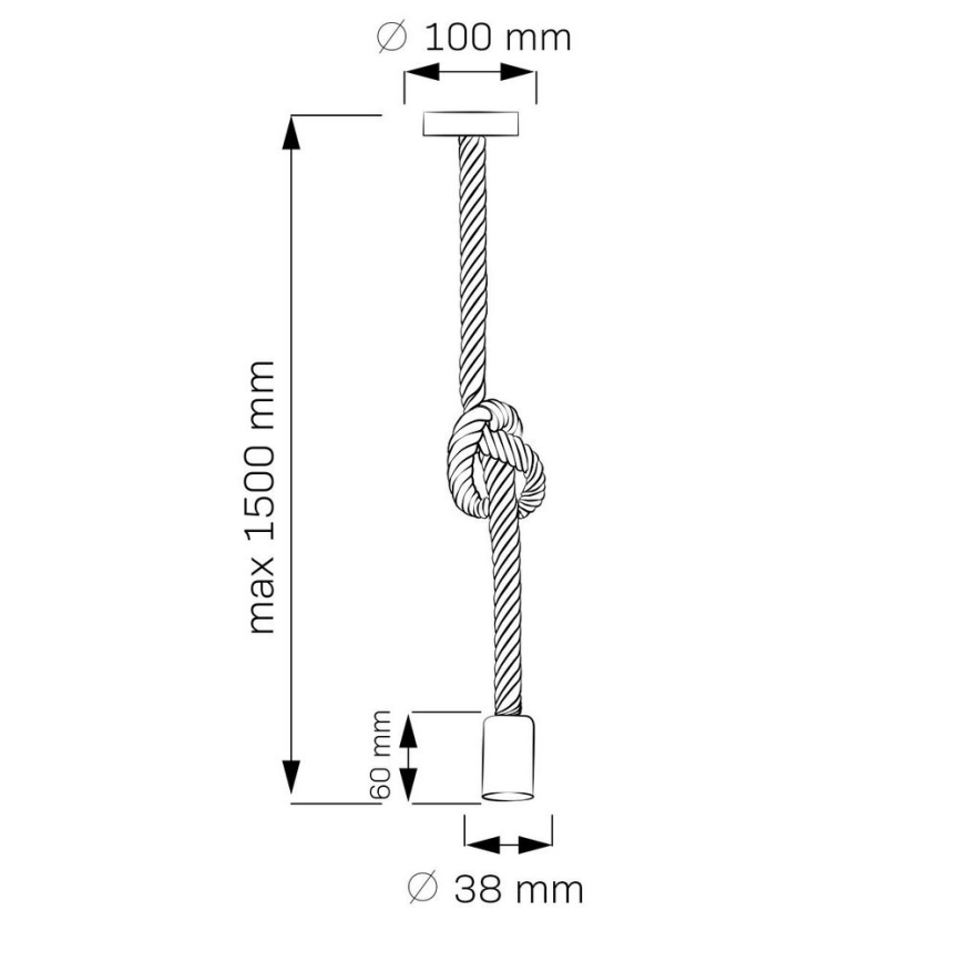 Ljuskrona med textilsladd ROPE 1xE27/12W/230V