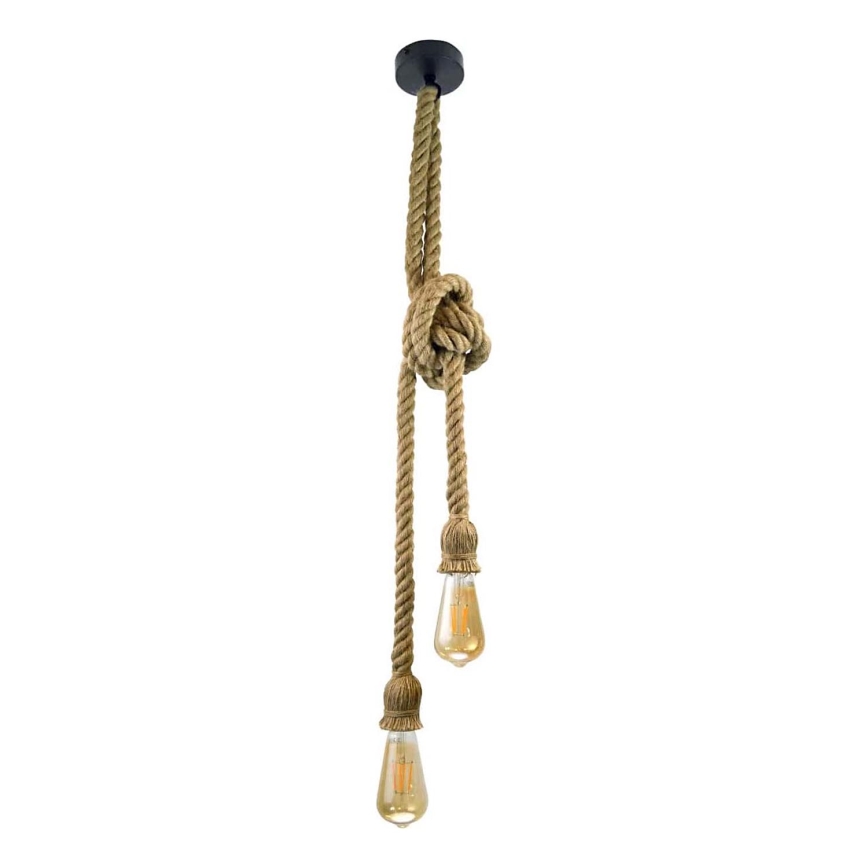 Ljuskrona med textilsladd ROPE 2xE27/12W/230V