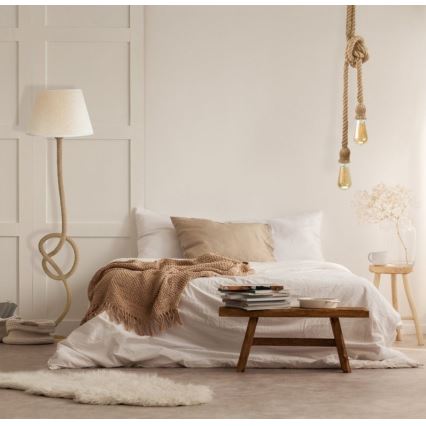 Ljuskrona med textilsladd ROPE 2xE27/12W/230V