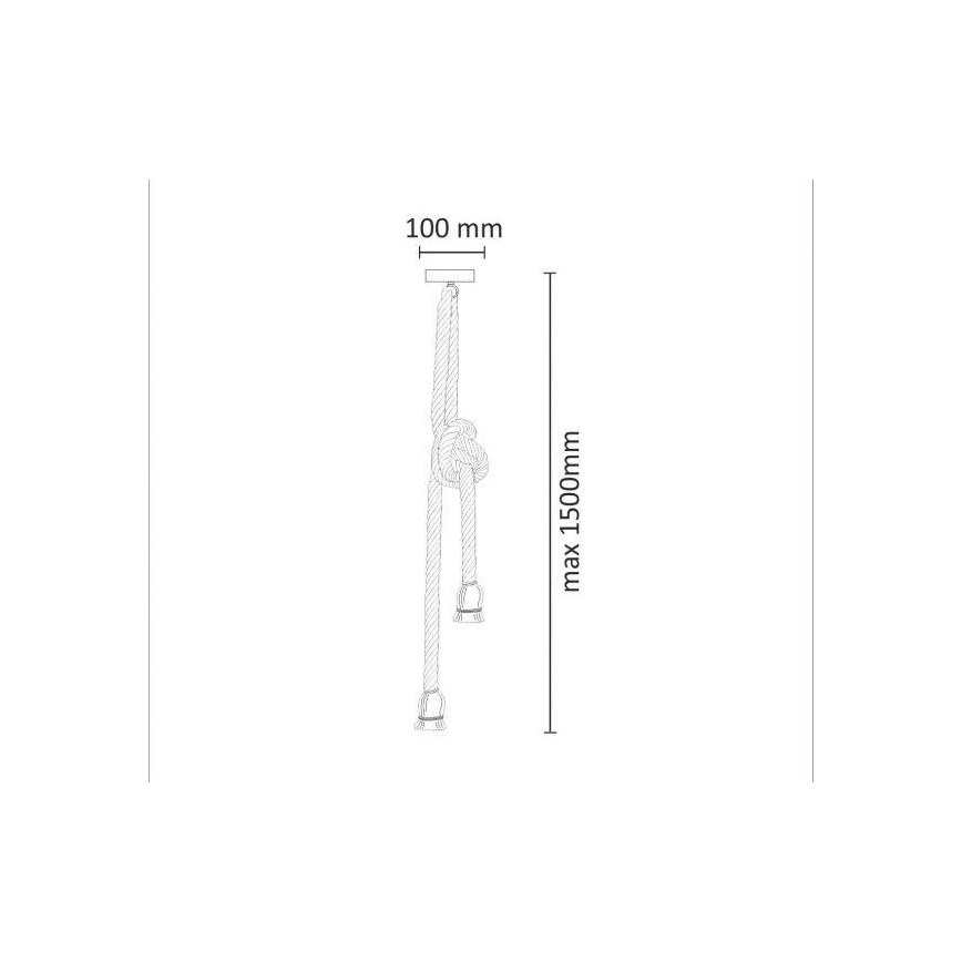 Ljuskrona med textilsladd ROPE 2xE27/12W/230V