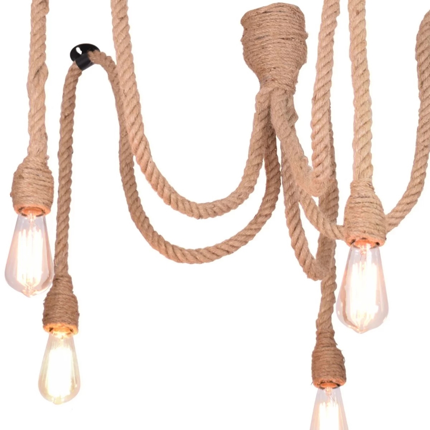 Ljuskrona med textilsladd ROPE CASA 5xE27/12W/230V spindel