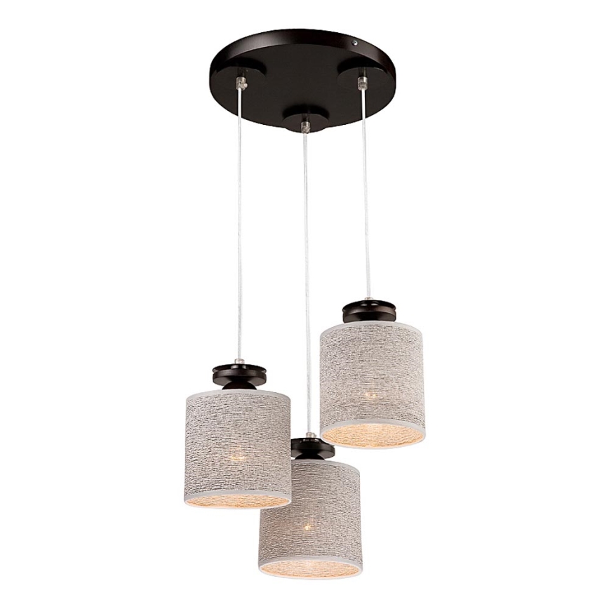 Ljuskrona med textilsladd ROSA 3xE27/60W/230V bok