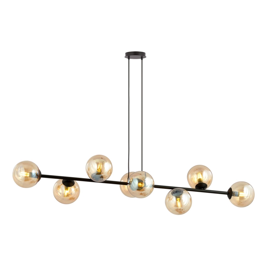 Ljuskrona med textilsladd ROSSI 8xE14/10W/230V svart/beige